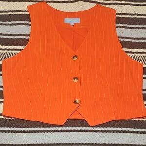Draper James Orange Pinstripe Vest